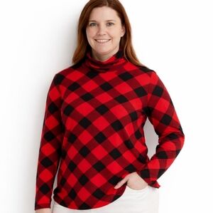 Alison Andrews Red Black Buffalo Plaid Womens Turtleneck Sz Lg